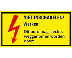 Niet inschakelen! Werken: magneetsticker met tekst 200 x 100 mm