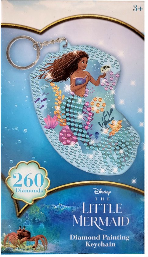 Foto: Disney the little mermaid diamond painting keychain sleutelhanger 260 ronde steentjes 5 kleuren 7 bij 8 cm aanbrengpen gom bakje knutselen