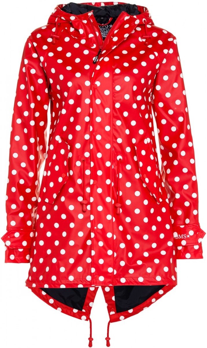 Rode dames regenjas met witte stippen / parka HafenCity® van BMS XL