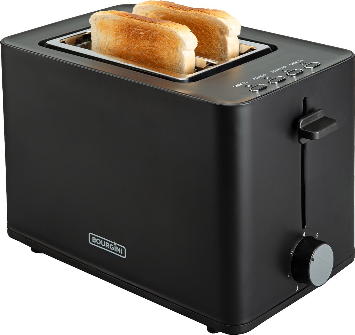 Bourgini Tosti Toaster - Broodrooster met Tostiklemmen - Zwart- Extra brede sleuf geschikt voor 2 tosti's - Instelbare bruiningsstand en ontdooifunctie - Bourgini