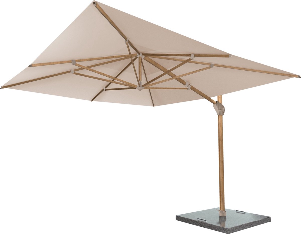 4 Seasons Hacienda zweefparasol 300x400 cm frame woodlook - doek sand