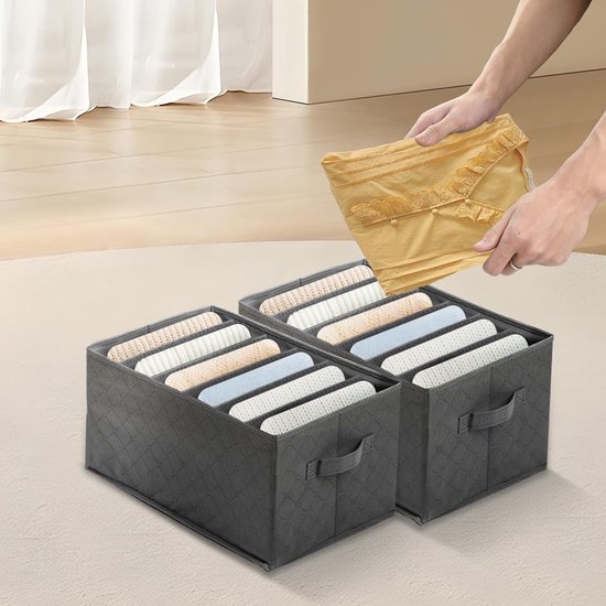Lifewit Set van 16 lade-organizer, opvouwbare kledingopbergdoos, stoffen ladescheider, ondergoedopslag, kledingkastopbergmand voor sokken, stropdassen, riemen, grijs