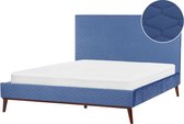 BAYONNE - Tweepersoonsbed - Blauw - 160 x 200 cm - Fluweel