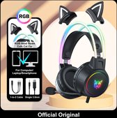 Onikuma X15 Pro Over-Ear Hoofdtelefoon -Koptelefoon - Gaming Headset - Bedraad - Kat Oren voor - Pc - Ps4