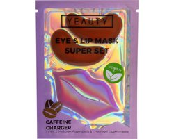 YEAUTY SUPER SET CAFFEINE CHARGER - 1 set - OOG- en LIPMASKER - Gezichtsverzorgingsset voor de ogen en lippen in één toepassing - cafeïne, hyaluronzuur en peptiden