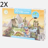 2X stuks Kweekset voor kinderen - Dinopark - incl. 3D puzzel - Tuinkers - Planten zijn eetbaar