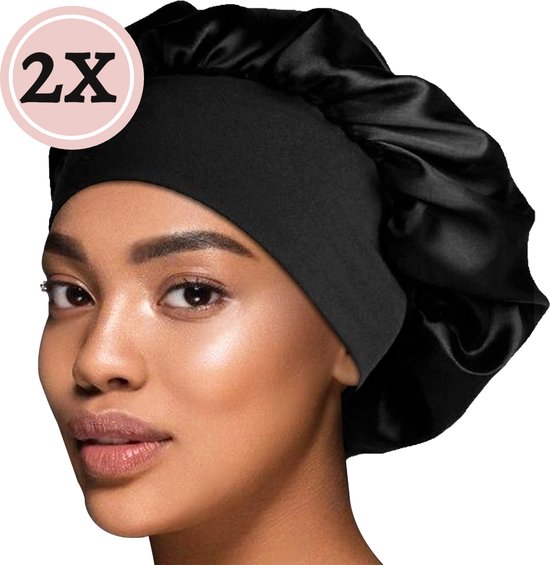 Beyeza Luxe Bonnet - 2 Stuks - Satijnen Slaapmuts - Haarnetjes - Haarverzorging - Satijn - Elastisch