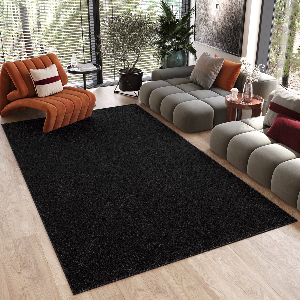 Uni Effen Vloerkleed Laagpolig Modern Tapijt Grijs - 200x290 CM