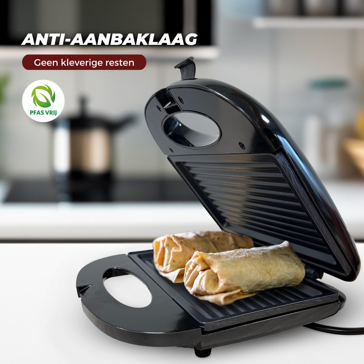 COOK-IT Tosti IJzer - Compact Grill Apparaat - Sandwich Maker - Anti Aanbaklaag - Croque Monsieur Toestel — cadeau in Kookcadeaus - foto 2