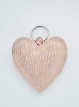 LittleLeather, Sleutelhanger hart, rafel licht roze - tassenhanger - echt leder - handgemaakt - cadeau - accessoires - valentijn - moederdag - kerst - sinterklaas - schoencadeau - kerstcadeau