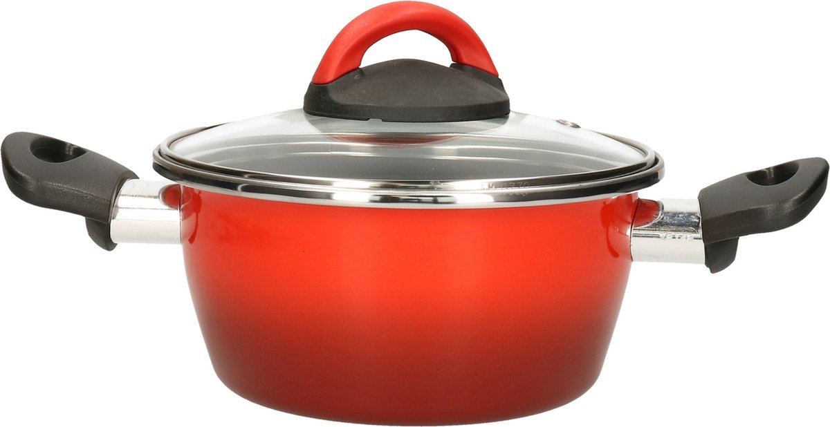 Magefesa Braadpan 23 X 185 X 14 Cm Staal/glas Rood 2-delig