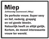 Miep Woordenboek Grappig Fotolijst met glas 40 x 50 cm - Cadeau - Kado - Schilderij - Muur - Verjaardag - foto - Poster - incl ophangsysteem