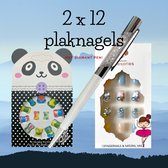 Plaknagels voor Kinderen | Nepnagels | 2 x 12 Nagels | Met gratis Regenboog Pennenset! | Geen Lijm Nodig | Ster Wit en Roze