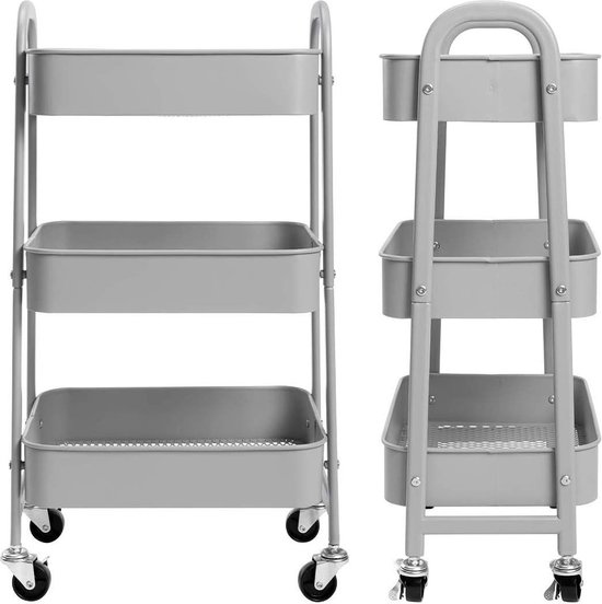 COSTWAY Keukenrek voor magnetron, magnetronrek op wielen, staand rek keuken, keukentrolley, bijzetwagen, huishoudrek (donkerbruin