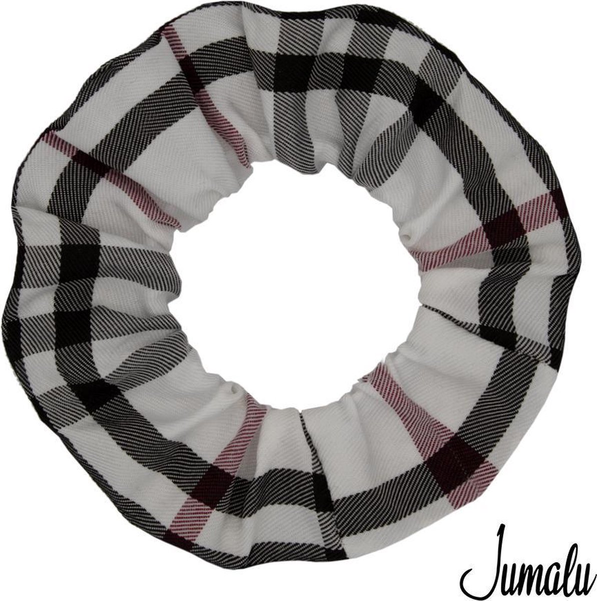 Jumalu scrunchie scottish stripes haarwokkel haarelastiekjes - white - 1 stuk