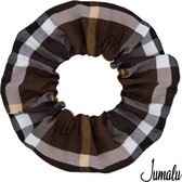 Jumalu scrunchie scottish stripes haarwokkel haarelastiekjes - brown - 1 stuk
