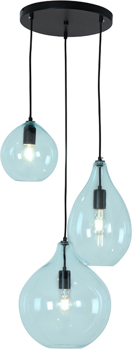 Olucia - CEES - Hanglamp - Blauw / Zwart - 3L - Vorm: Ovaal