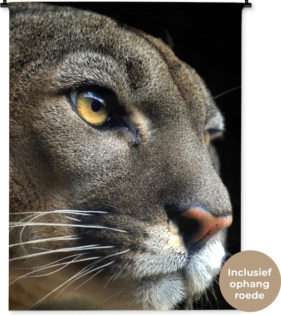 Wandkleed - Wanddoek - Poema - Wilde dieren - Portret - 120x160 cm - Wandtapijt