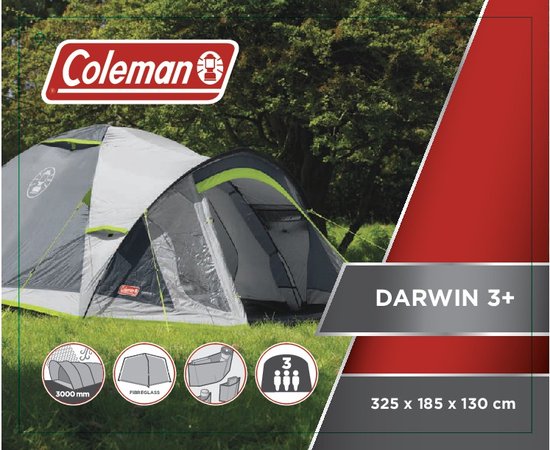 Coleman Darwin 3 Plus Koepeltent - 3-Persoons - Grijs