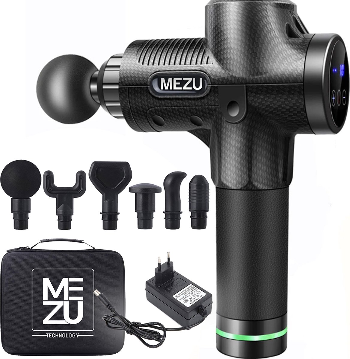 MEZU Massage Gun - 6 Opzetstukken - 30 standen - - MEZU - €39,95