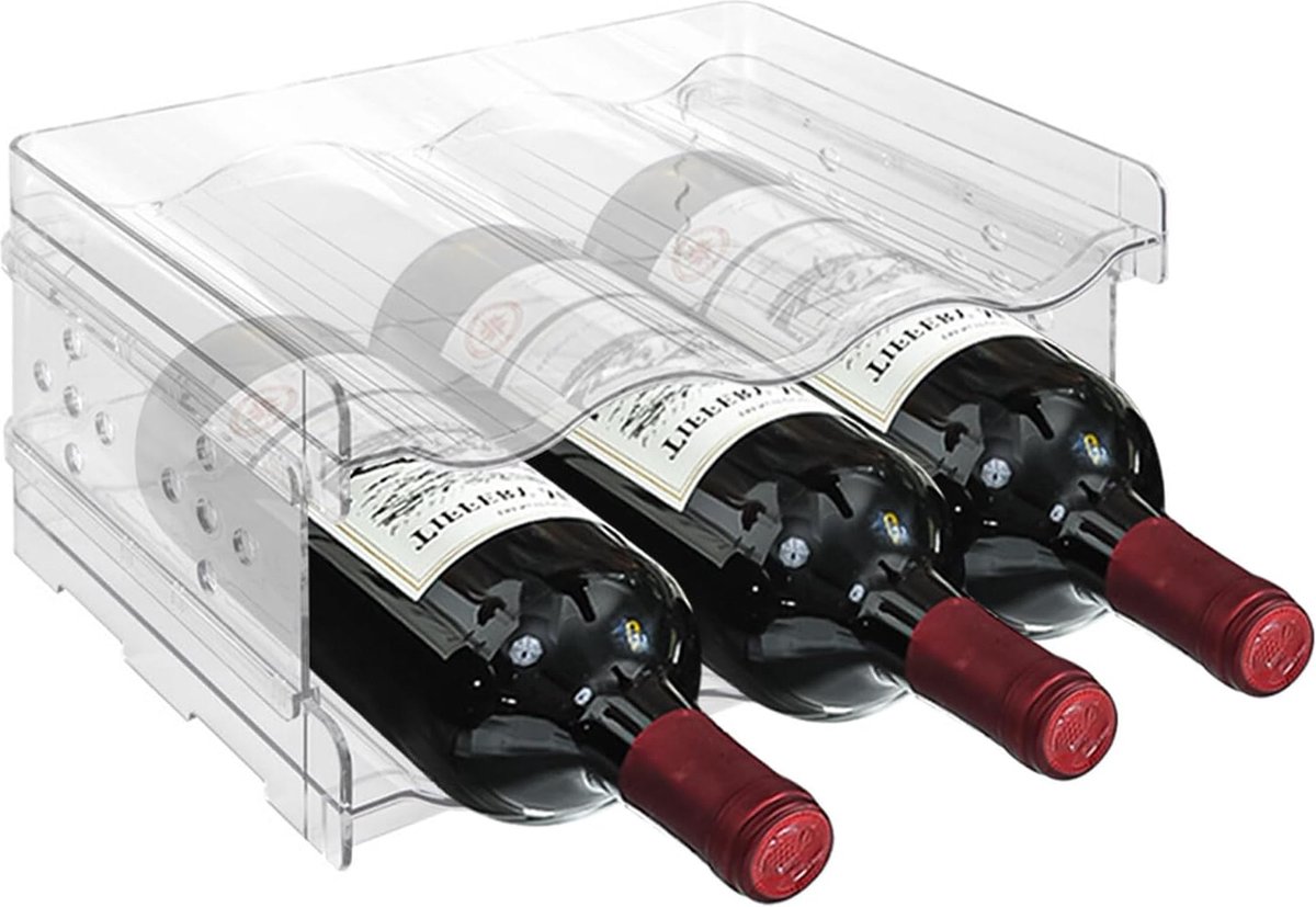 Flessenrek voor koelkast organizer flessen wijnrek stapelbaar blikjesrek transparante waterflessenhouder voor rietjes drinkfles waterfles sport 6 flessen