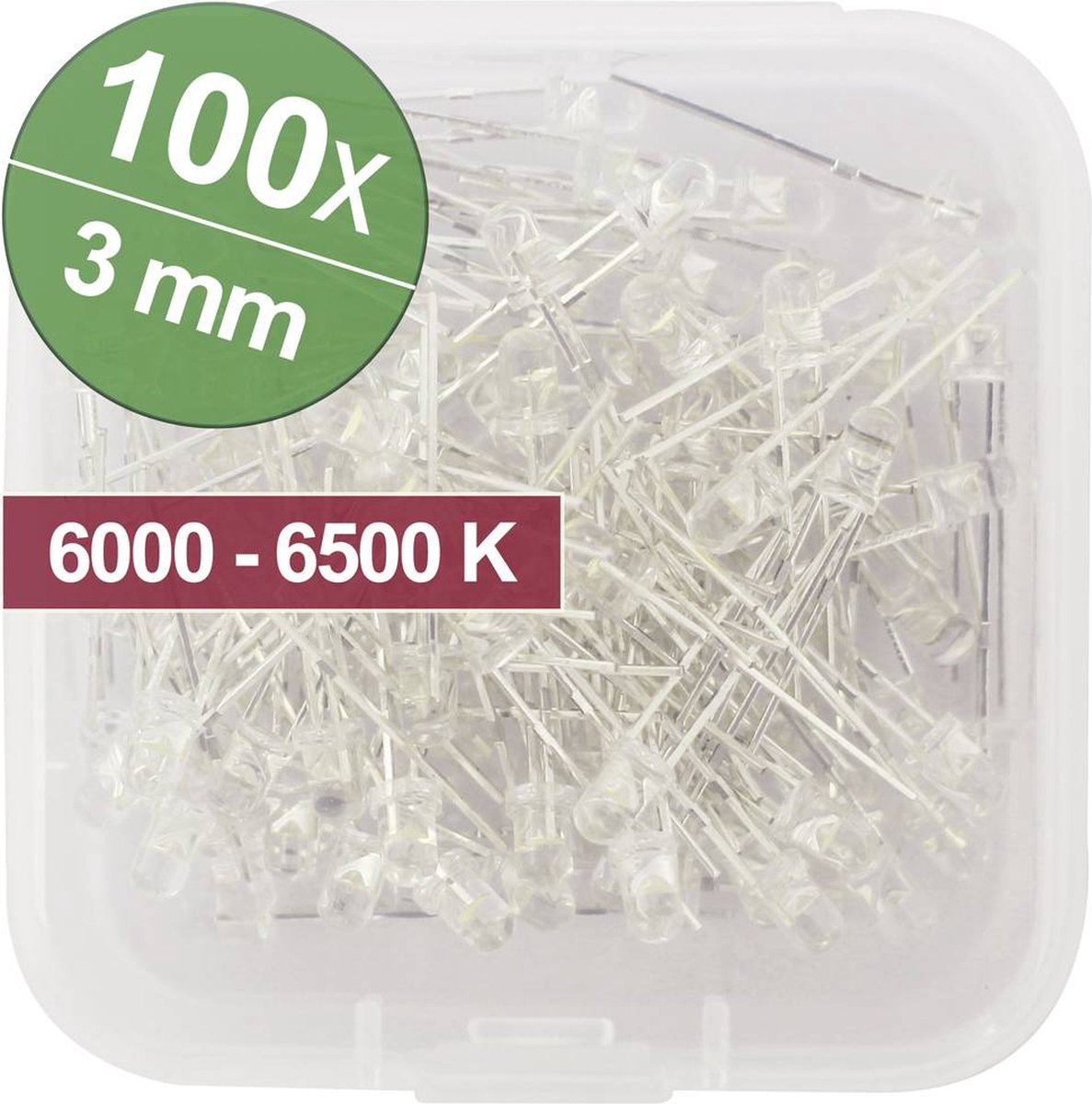 Quadrios LED-assortiment Koud-wit 3 mm 20 mA 3.0 V