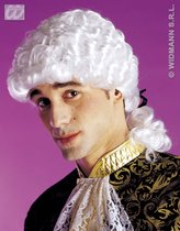 Widmann - Middeleeuwen & Renaissance Kostuum - Pruik, Markies - Wit / Beige - Carnavalskleding - Verkleedkleding