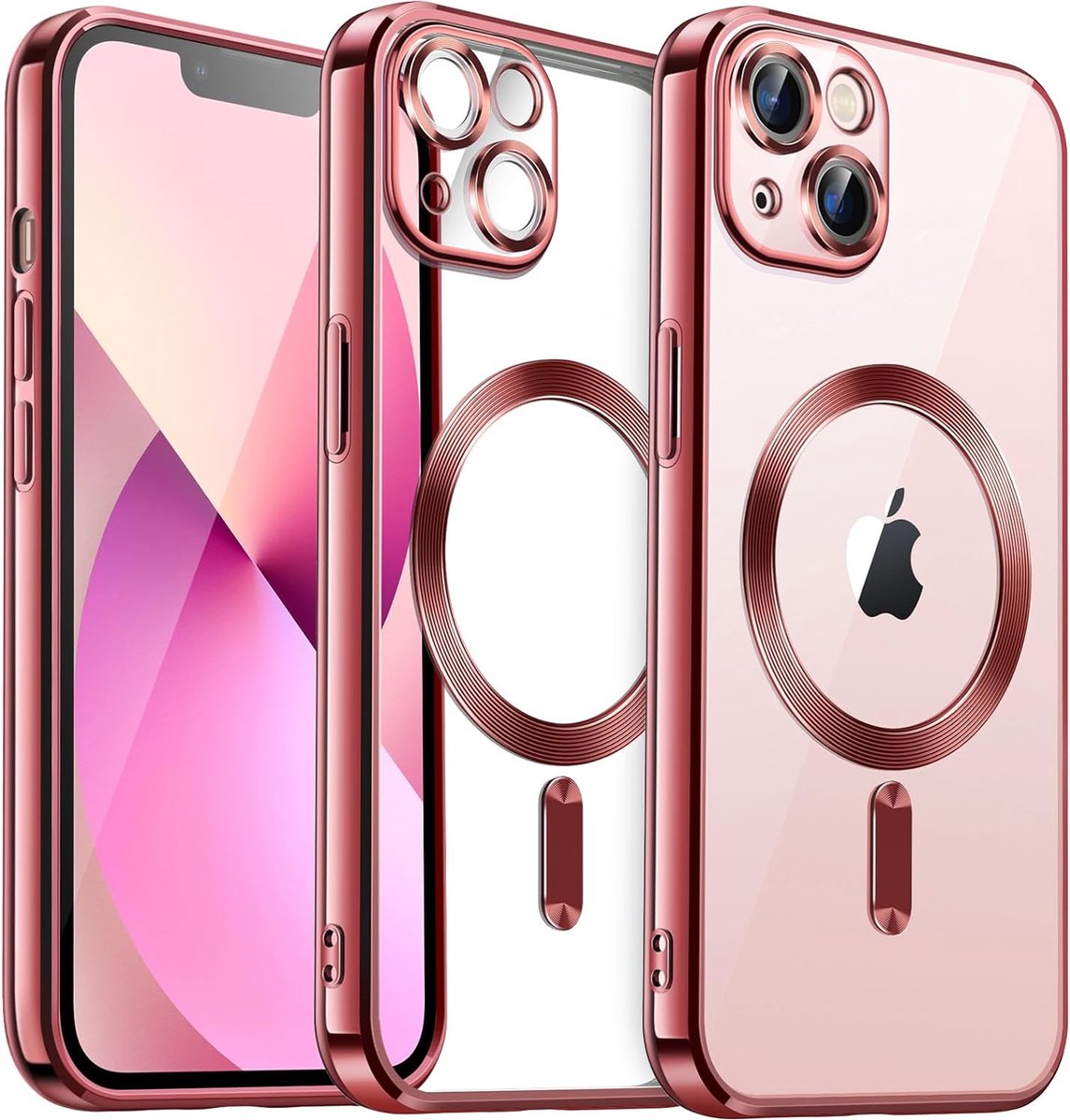 Hoesje geschikt voor iPhone 15 Plus Roze - Roze Magsafe Hoesje geschikt voor iPhone 15 Plus S - Roze hoesje geschikt voor iPhone 15 Plus - Met Extra Camera Lens Bescherming