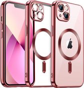 Hoesje geschikt voor iPhone 15 Plus Magsafe Hoesje Roze - Roze Magsafe Hoesje geschikt voor iPhone 15 Plus Shockproof Magsafe Hoesje Roze - Roze hoesje geschikt voor iPhone 15 Plus - Met Extra Camera Lens Bescherming