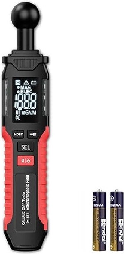 Foto: Emf meter digitale emf stralingsdetector draagbare lcd apparaat straling detector oplaadbaar met pieptoon en waarschuwingslicht