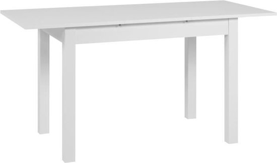MORA Breidbare tabel - 1 40 cm verlenging inbegrepen - 110/150 x 75 x 70 cm - Witte kleur