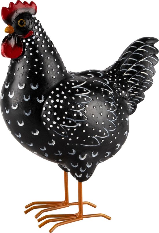 Décoratif | Kip debout, noir/blanc, resina, 20x12x26cm | A240354