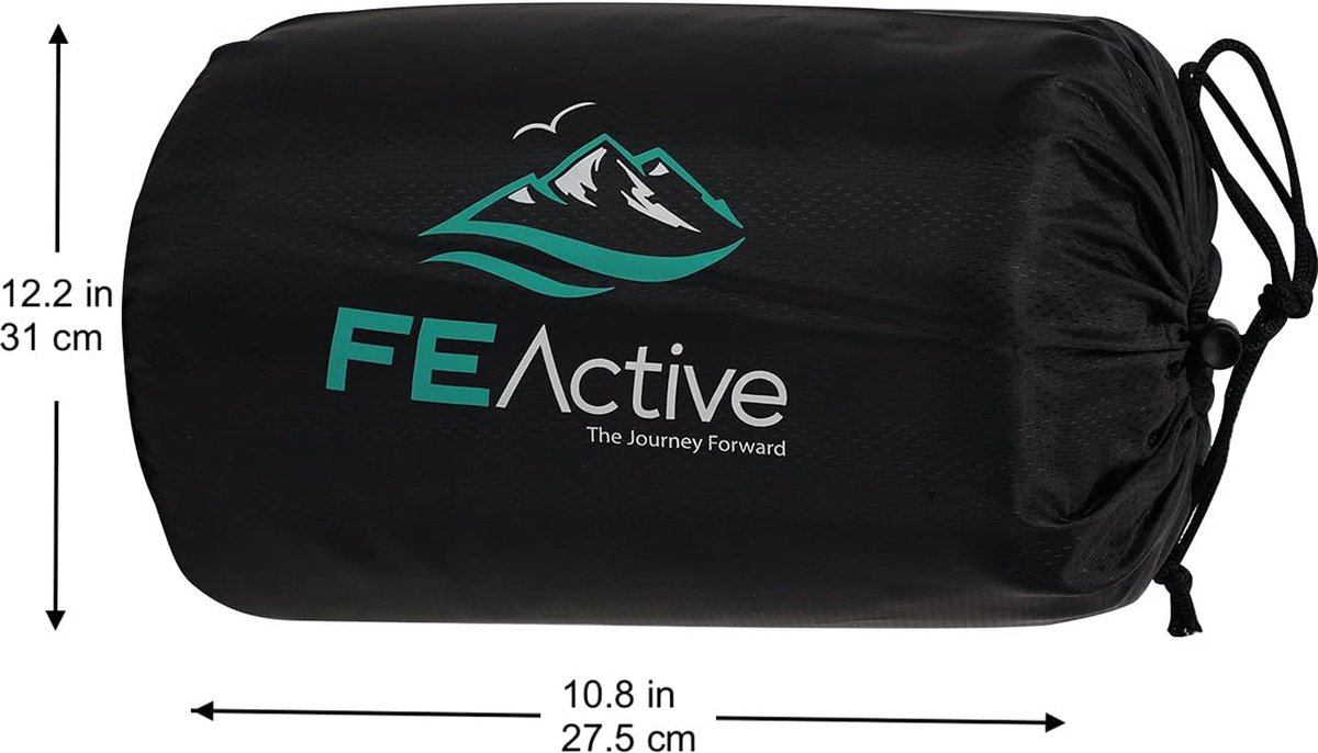FE Active Sac de couchage en polaire – Doublure de sac de couchage avec capuche à cordon de serrage et double curseur à fermeture éclair pour temps froid, sac de couchage pour