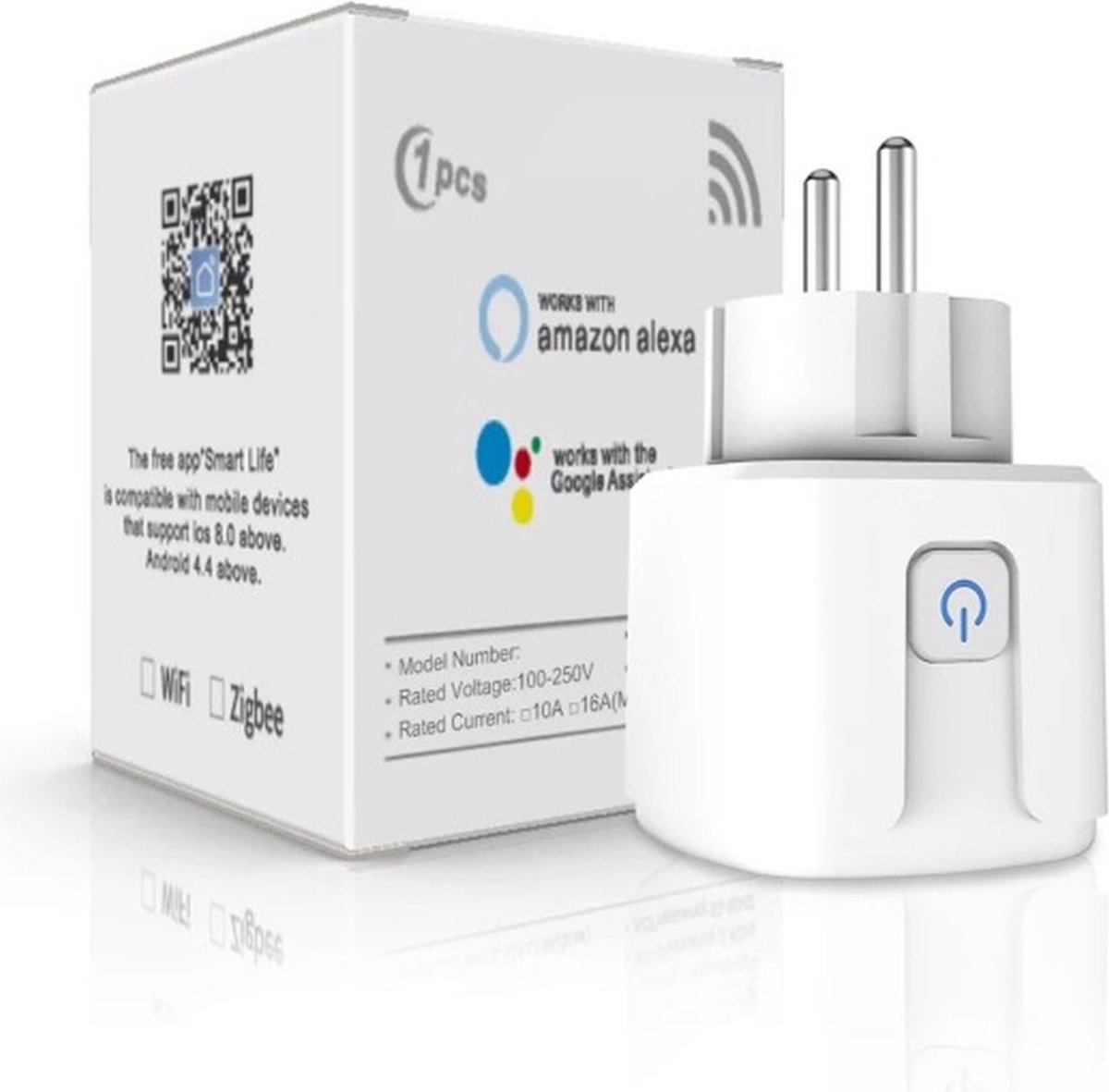 Slimme Stekker - WiFi - Smart Plug - Google Home & Amazon Alexa - Tijdschakelaar & Energiemeter via Smartphone App - Smart Home