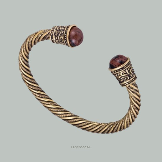 Etnische Viking Armband met Gouden Tint - Uniseks Zink & Aluminium Legering Cuff Armband