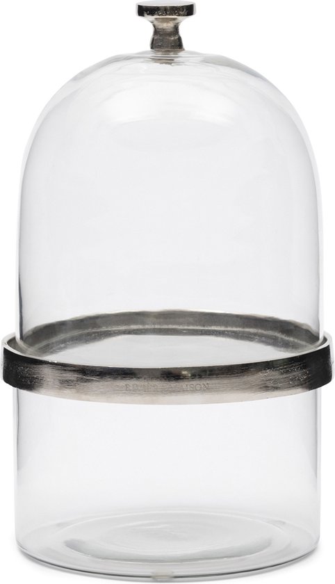 Riviera Maison Cloche Transparant decoratie glazen stolp rond - La Pylones cloche met zilver plateau en 2 lagen