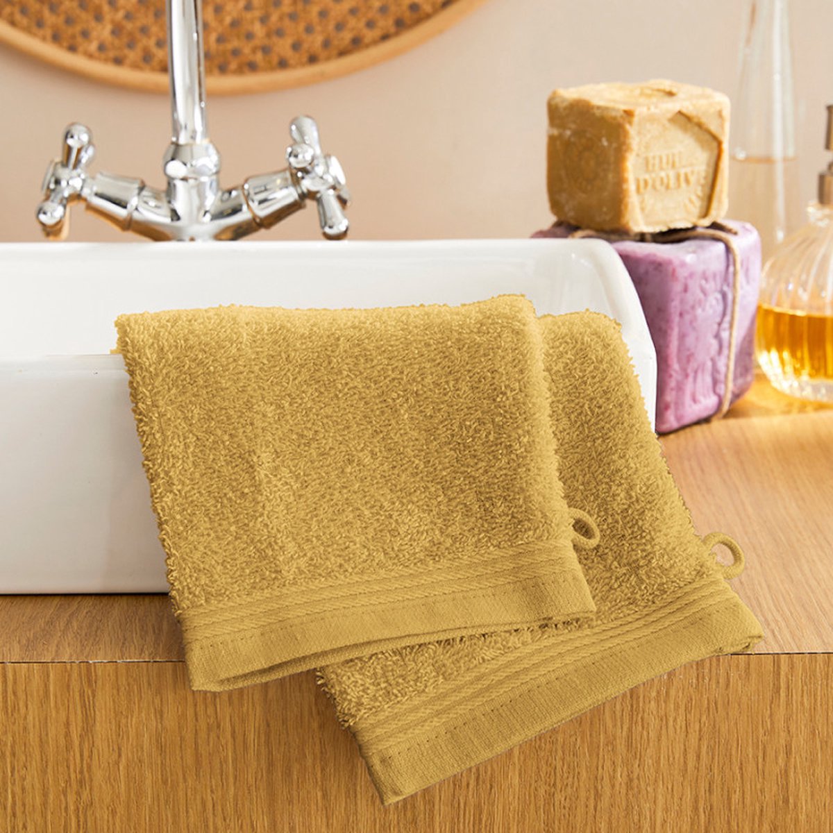 Univers Décor - Badstof "Spa" 15 x 21 cm / 400 gr/m² (1 verpakking) -Set van 2 - Maïs Geel