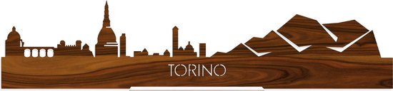 Standing Skyline Torino Palissander hout - 60 cm - Woondecoratie design - Decoratie om neer te zetten en om op te hangen - Meer steden beschikbaar - Cadeau voor hem - Cadeau voor haar - Jubileum - Verjaardag - Housewarming - Interieur -