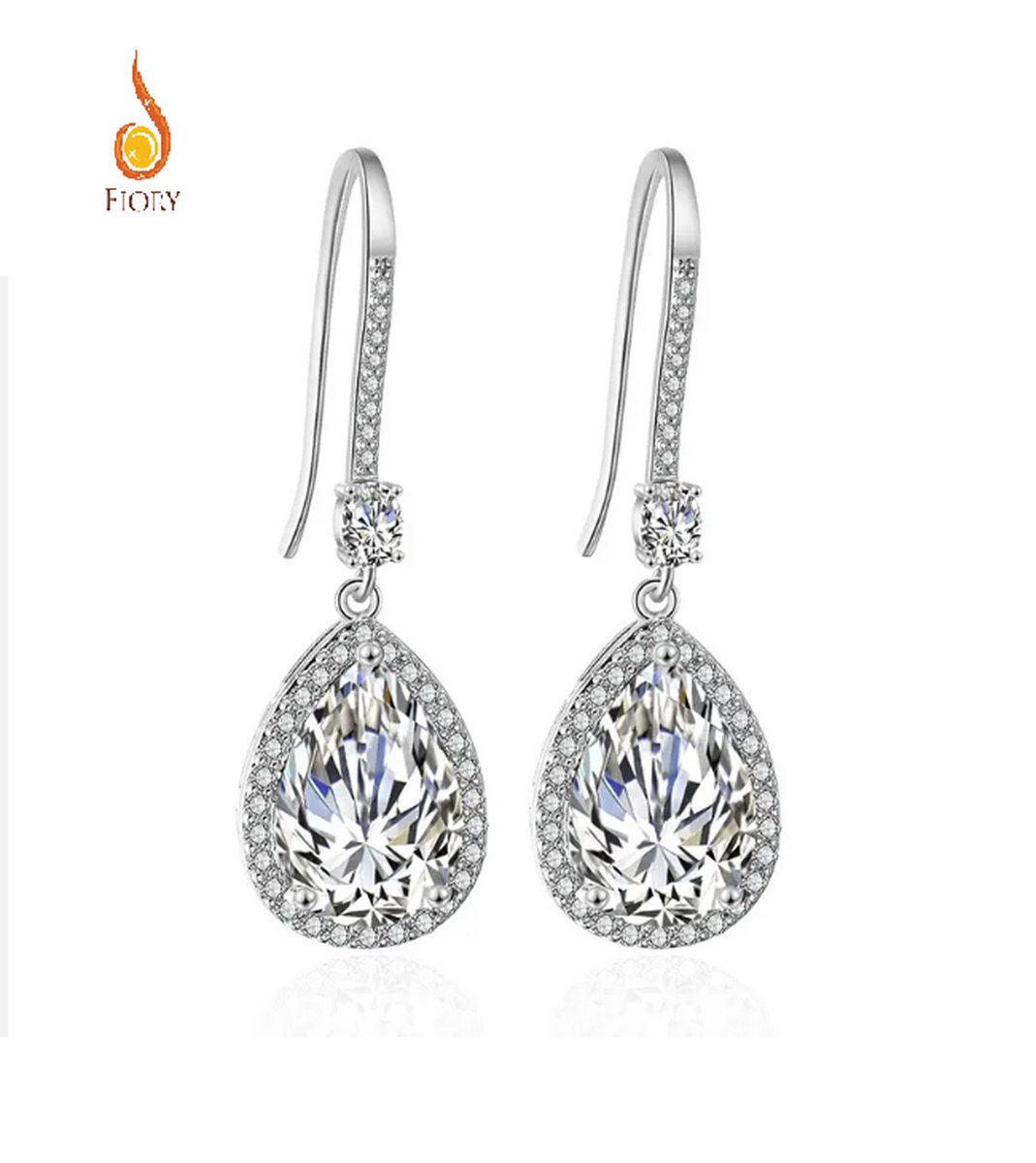 Fiory Oorhangers 270B zilver | Oorbellen| Zirkonia steentjes | bling bling | earrings | zilver