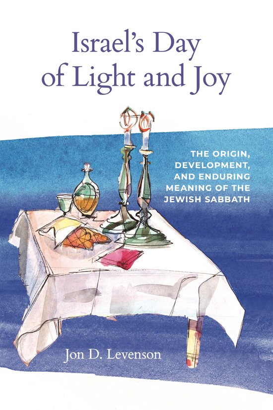 Couverture de livre avec le titre 'Israel's Day of Light and Joy' et une aquarelle d'une table dressée avec des chandeliers et une bouteille de vin.