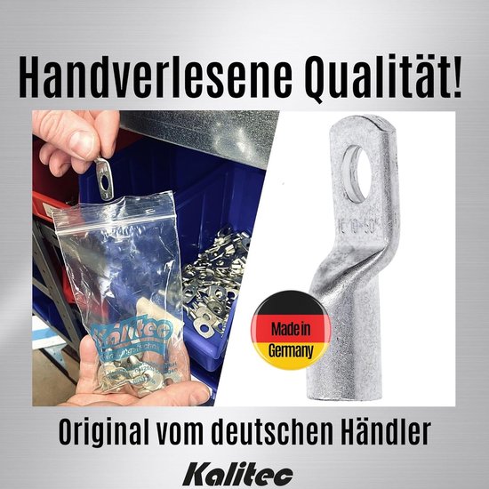 10 cosses de câble tubulaires standard Kalitec HR50-10 50 mm² M10 I sans trou de visualisation I Fabriqué en Allemagne