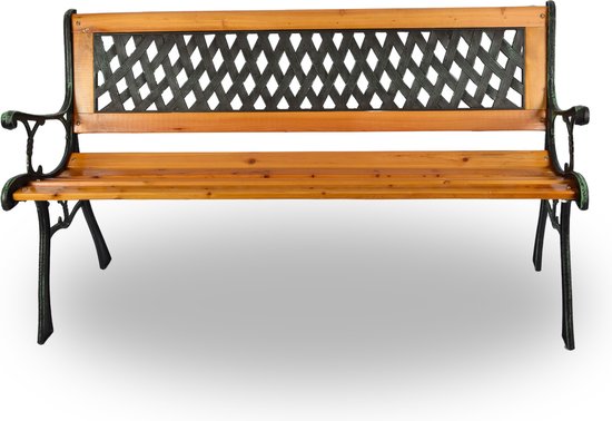 Duurzame 2-Persoons Tuinbank van Hout en Staal - Weerbestendig - 160kg Max - Moderne Look - 126x52x73 cm