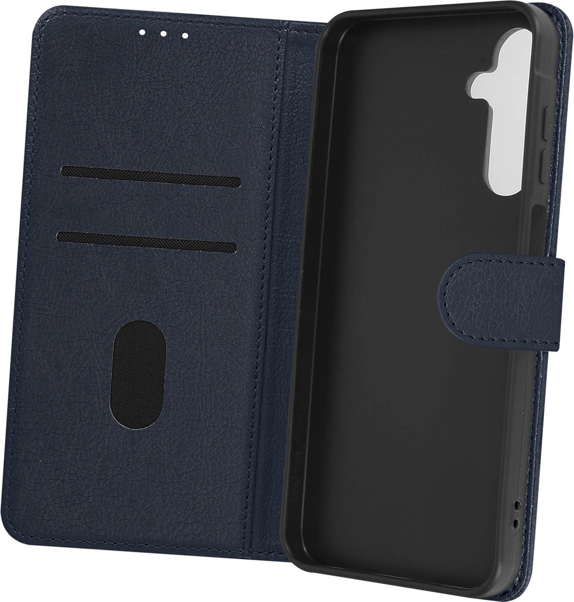 Avizar Case Geschikt voor Samsung Galaxy A25 portemonnee en videohouder, Nachtblauw