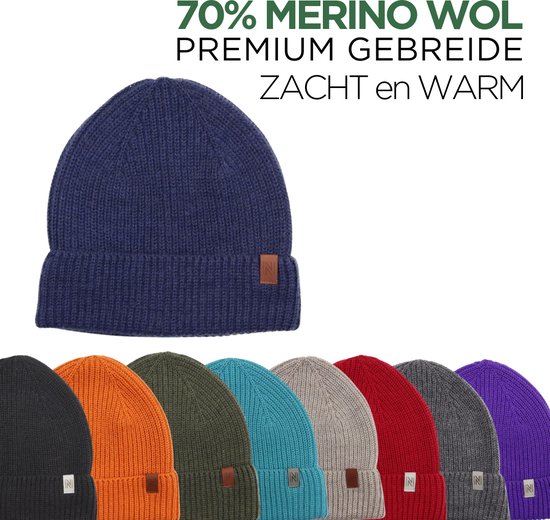 Norfolk - Chapeau 70% laine mérinos - Bonnet tricoté Premium - Chapeau de Sports d'hiver - Blauw Marine - Norwick