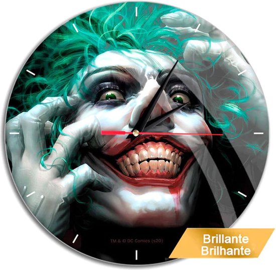 Wandklok The Joker- Batman- 30 cm rond- Glossy print- Horror- eng- geluidloos.