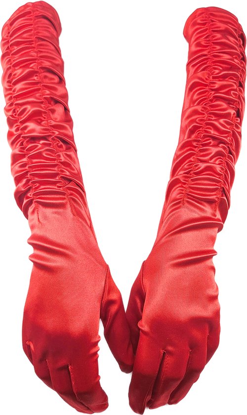 BamBella® - Handschoenen feest Lang Rood - dames - One Size