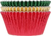 House of Marie - Caissettes à Cupcakes - Feuille Rouge/Vert/ Or - pk/36