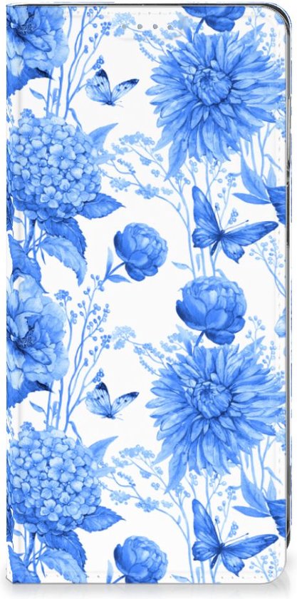 Smart Cover voor Motorola Moto G62 5G Flowers Blue