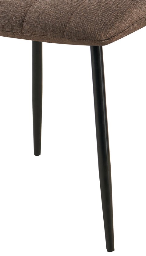 CLP Dijon Eetkamerstoel - Zonder armleuning - Metaal onderstel - bruin Stof