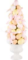 Dekoratief | Kegel vormboom op voet m/eieren, geel/oranje/roze, PVC, 14x14x38cm | A240568
